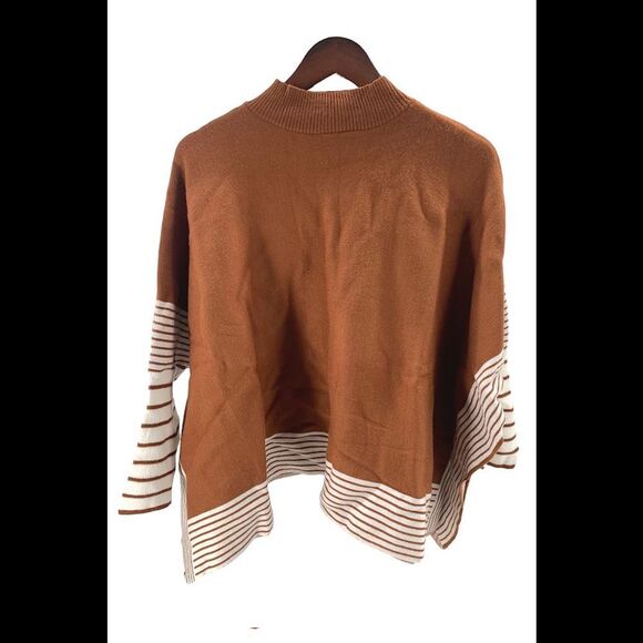 Tickled Pink Eddie Stripe Poncho Rust - - Picture 2 of 2